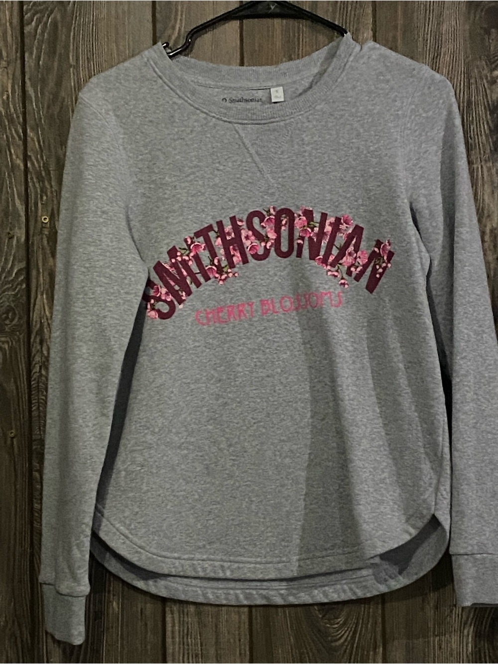 Gray Sweatshirt with Pink Floral Logo